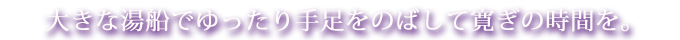 大きな湯船でゆったり手足をのばして寛ぎの時間を